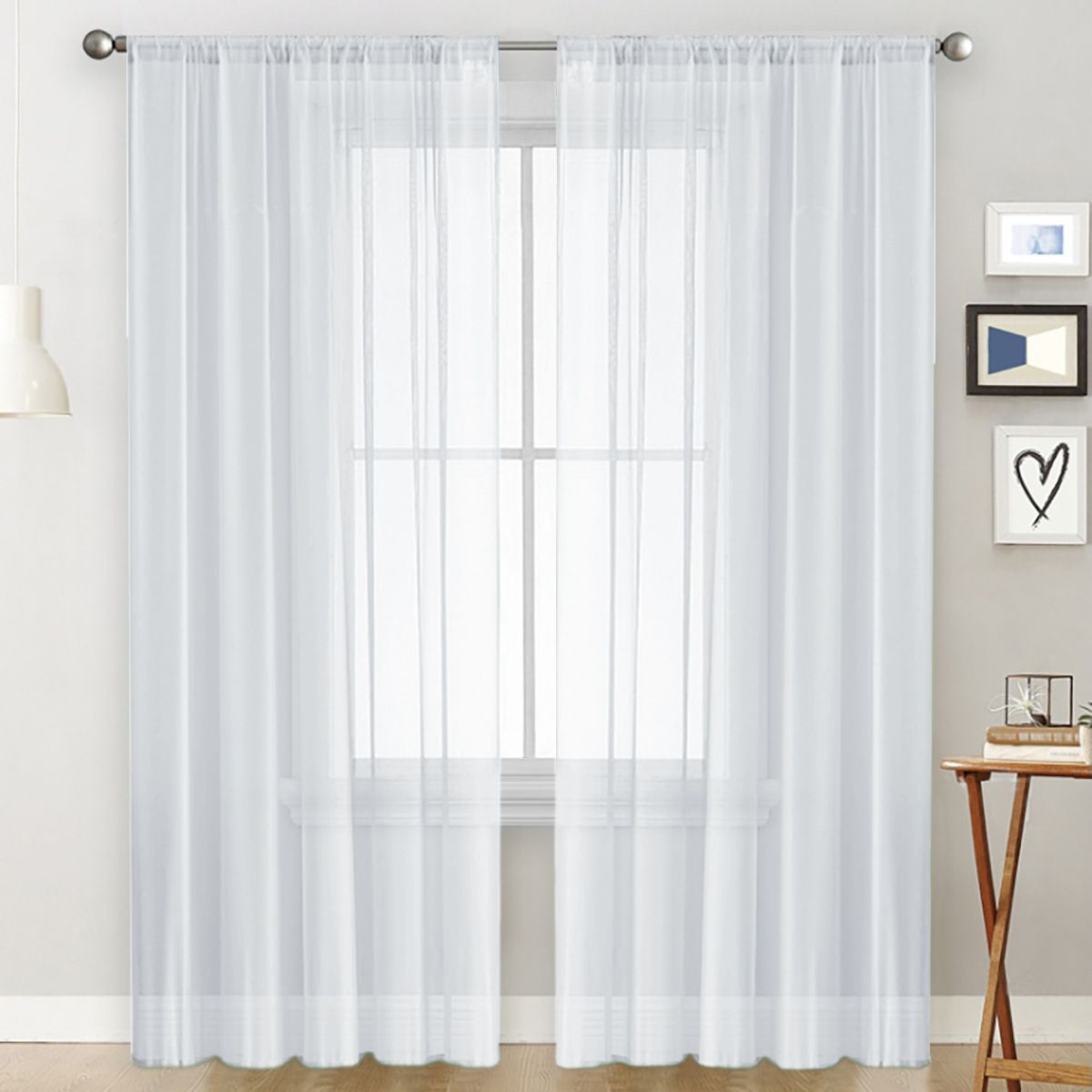 2 Pack Semi Blackout Sheer Curtains-Bleached White
