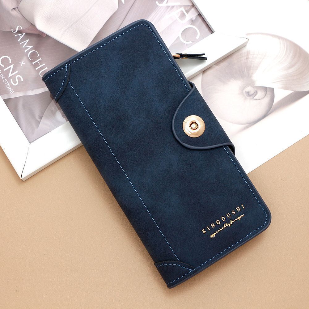 2Pcs Blue Matte Long Wallet