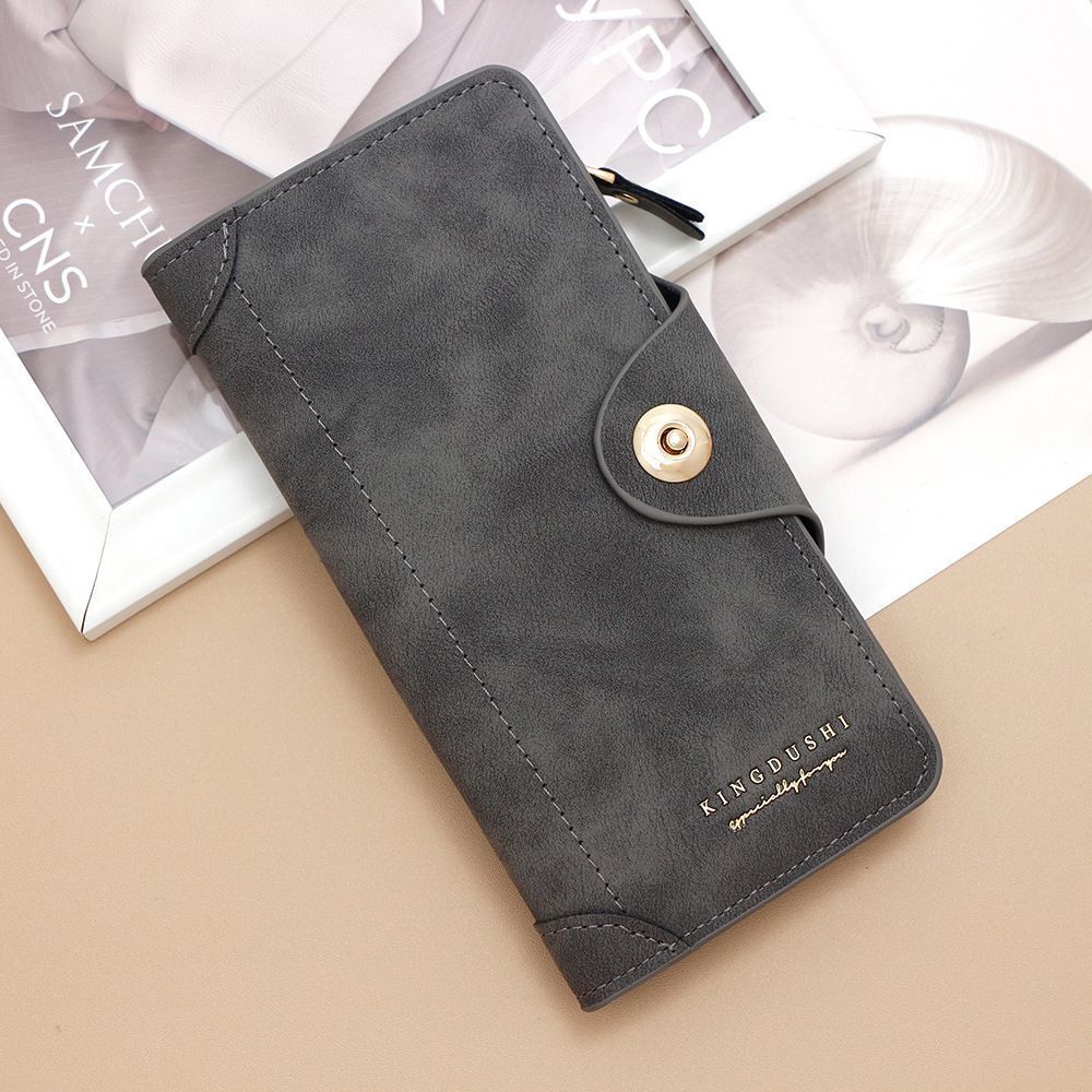2Pcs Gray Matte Long Wallet