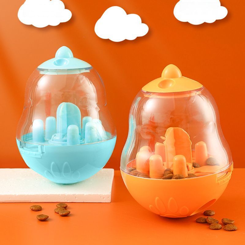 2Pcs  Pet Tumbler Feeder Puzzle Toy Pet Training Dispenser-Orange