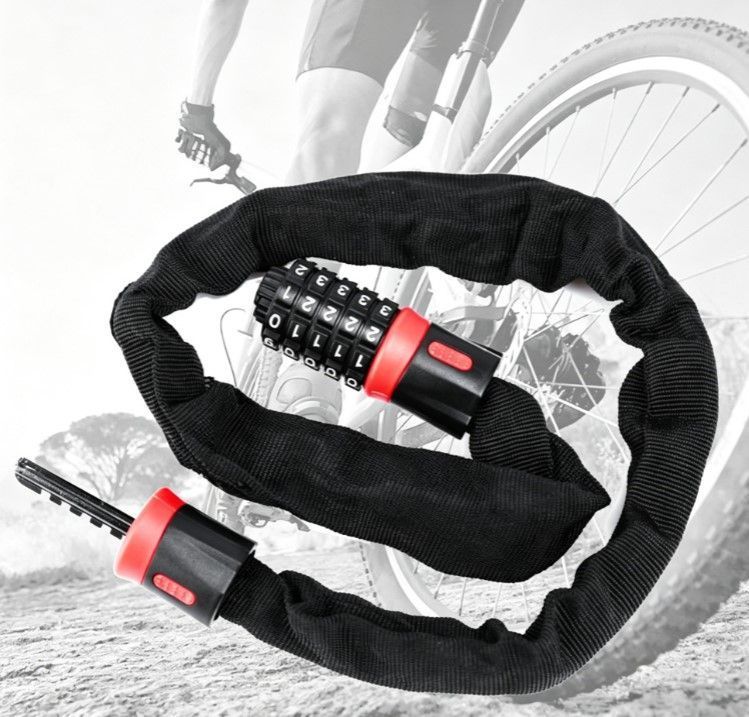 Bike Combination Lock - Black Red, 0.9m