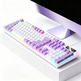 104 Keys Wired Keyboard White And Purple