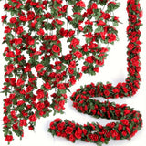 Artificial Rose Vine - Red 2.5m