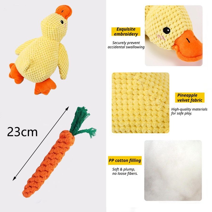 Medium & Large Plush Ducks with Rope Carrot