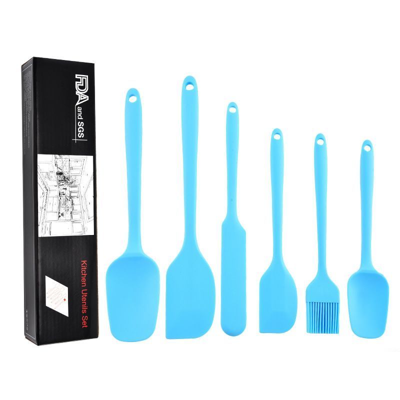 6Pcs Food-Grade Silicone Scraper Set, Baking Cream Spatulas (Blue)(2 set/12PCS)