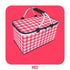 Thickened Foldable Aluminum Foil Insulated Picnic Basket-Red chequered pattern