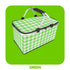Thickened Foldable Aluminum Foil Insulated Picnic Basket-Green chequered pattern