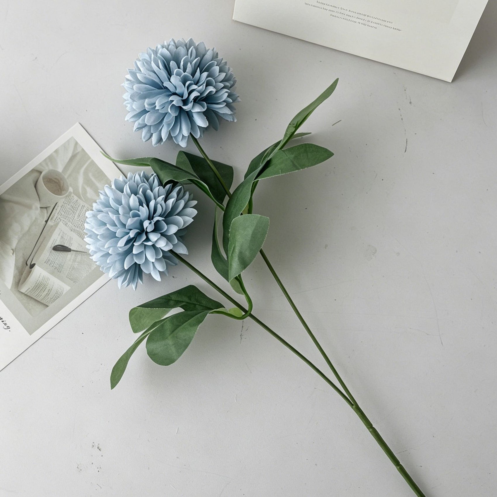 Artificial Hydrangea, Blue Calming Decor, 5 Pack