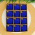 24pk Flocked Xmas Baubles Metal Cap, Royal Blue 6cm