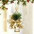 1pk White Gold Vintage Xmas Tree Hanging Ornament