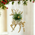 1pk White Gold Vintage Reindeer Xmas Bauble