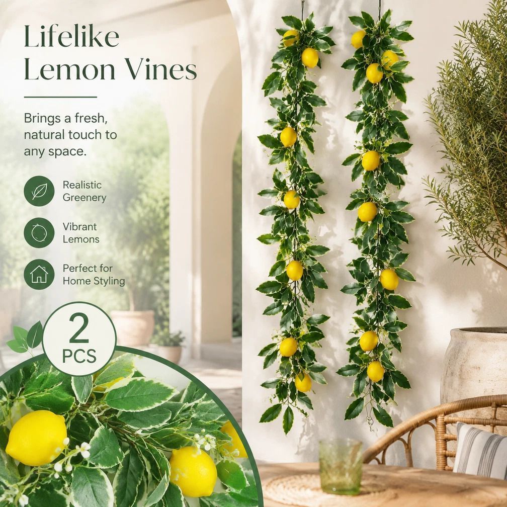 Style A Artificial Lemon Vine Wall Hanging Decor Kit Set of 2