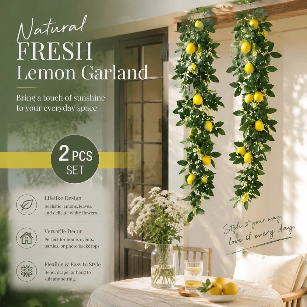Style B Faux Lemon Garland Balcony Landscape Ornament 2 Pack