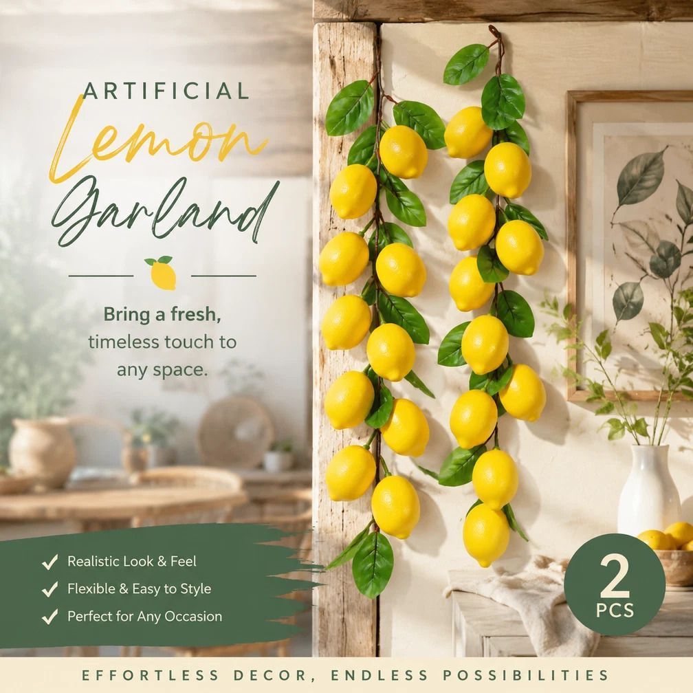 Style A Lemon Vine Wall Hanging Artificial Greenery Set of 2