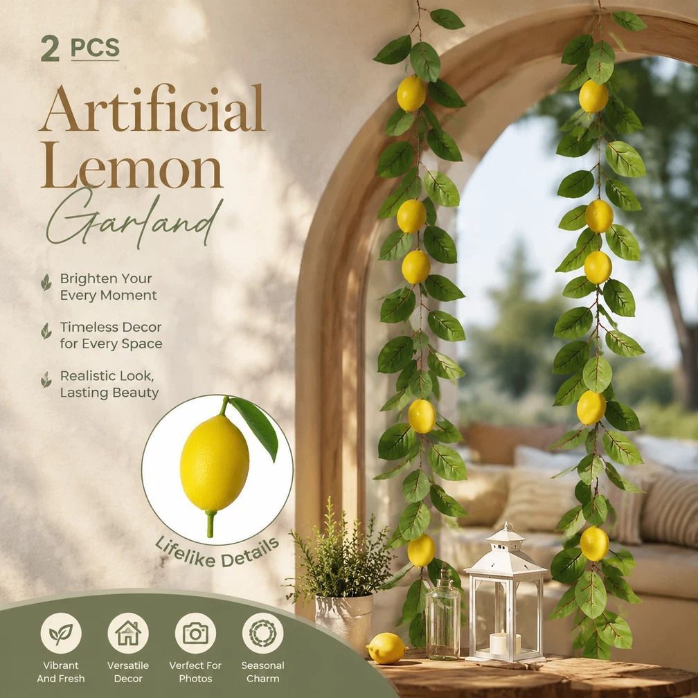 Style B Faux Lemon Door Hanging Garland Ornament 2 Pack