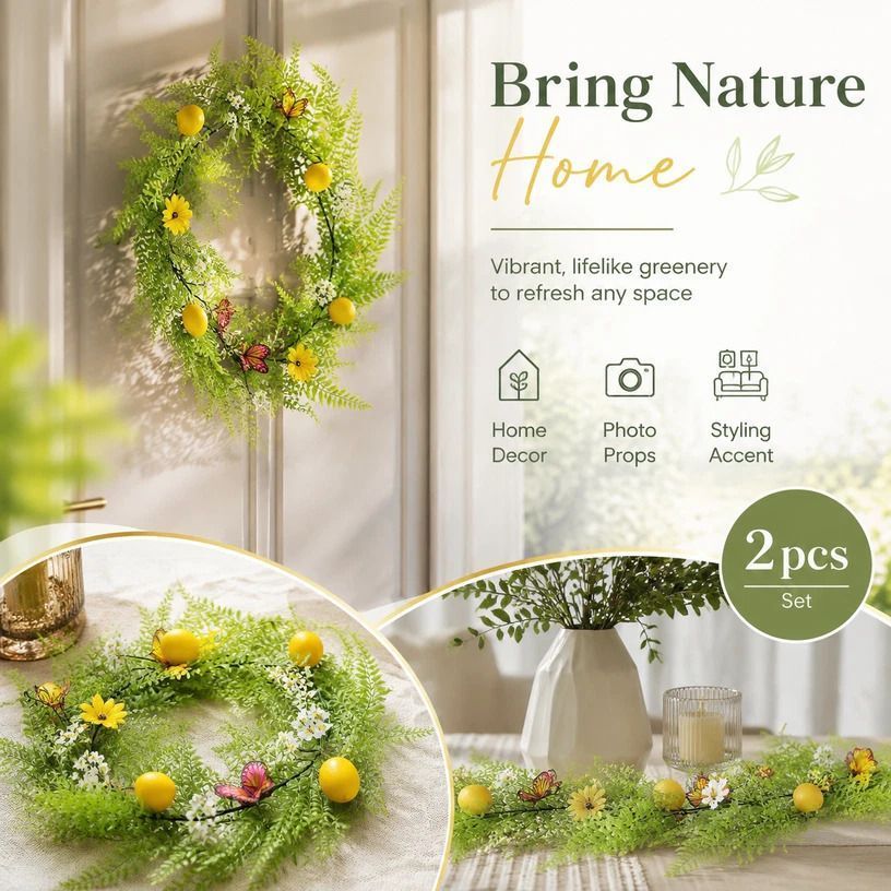 1.75m Spring Lemon Hanging Vine Home Decor Pack of 2