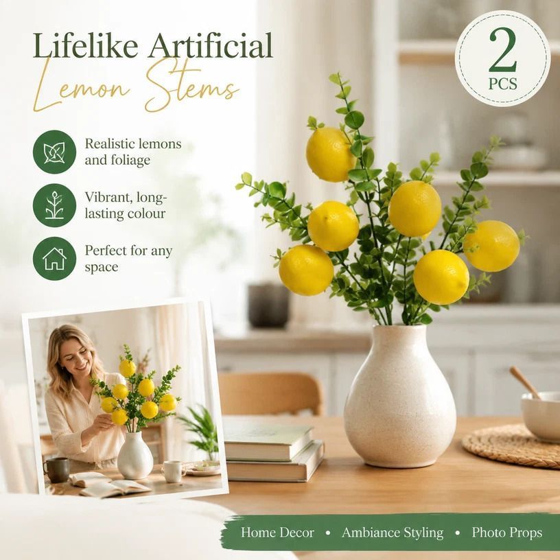 Style B 5 Fork Lemon Bouquet Tabletop Floral Decor Set of 2