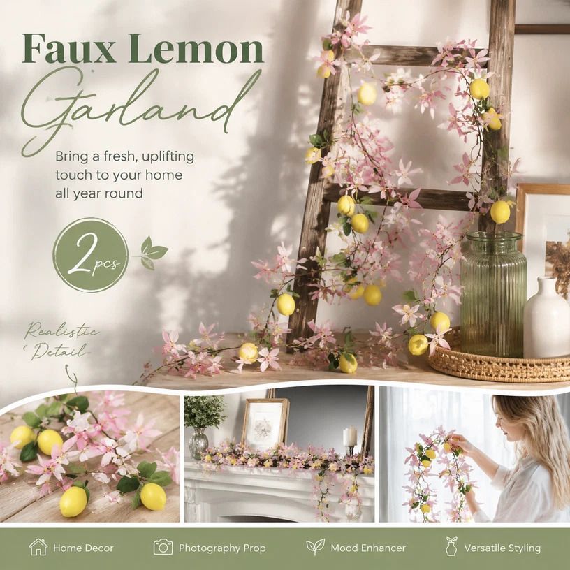 Style B Artificial Lemon Multipurpose Hanging Garland Set of 2