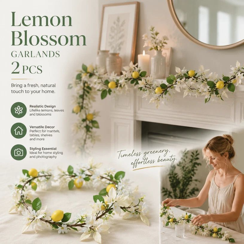 Style A Faux Lemon Vine Kitchen Wall Decor Kit 2 Pack