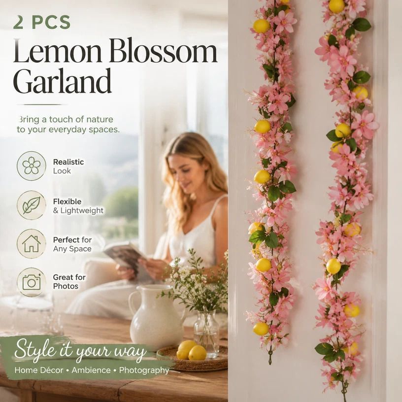 Spring Butterfly Style B Lemon Garland Patio Door Styling 2 Pack