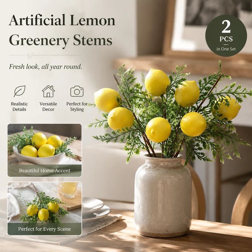 7 Head Herb Lemon Branch Style A Indoor Greenery Kit Set of 2