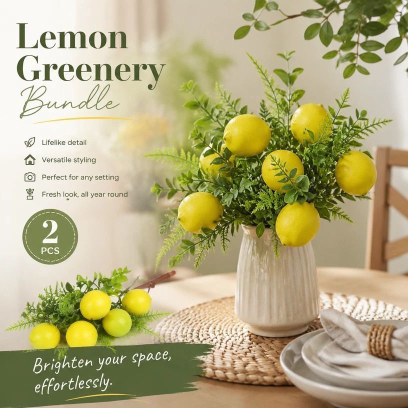 7 Head Herb Lemon Stem Style B Kitchen Window Decor 2 Pack