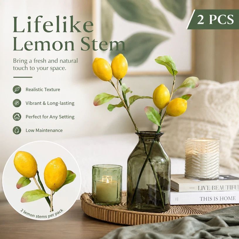 Single Lemon Stem C Small Foam Lemon Artificial Branch Set of 2
