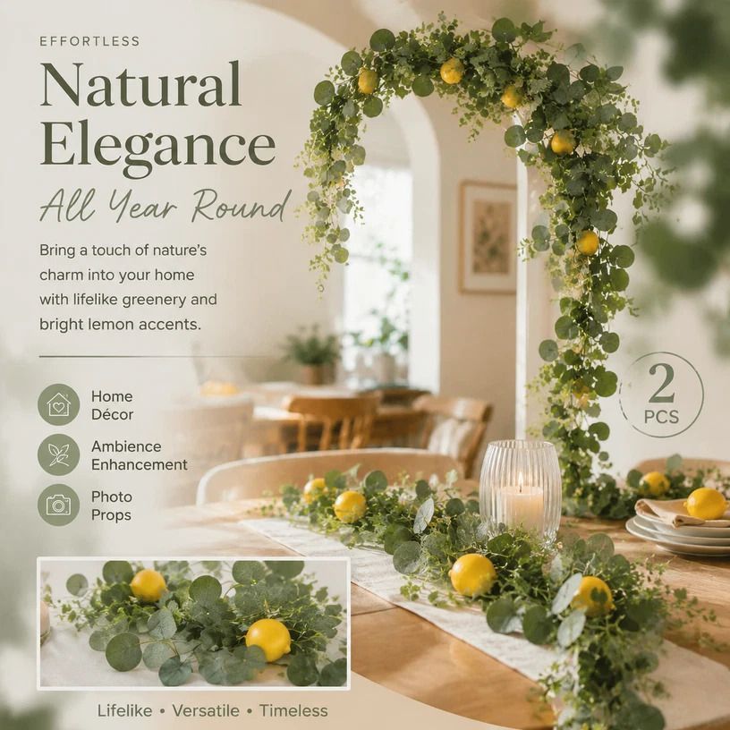 Eucalyptus Mixed Lemon Vine Garden Landscape Decor Set of 2