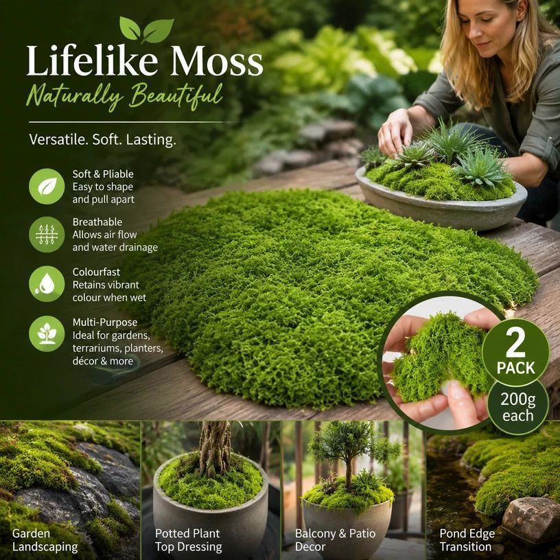 Light Green Bulk Preserved Moss Terrarium Landscape Kit Set of 2 Bags 200g