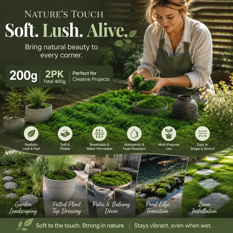 Dark Green Large Pack Faux String Moss Pot Top Dressing 2 Pack 200g