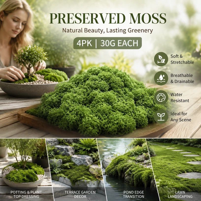 Light Green Faux Thread Moss Micro Scene DIY Supply 4 Pack 30g