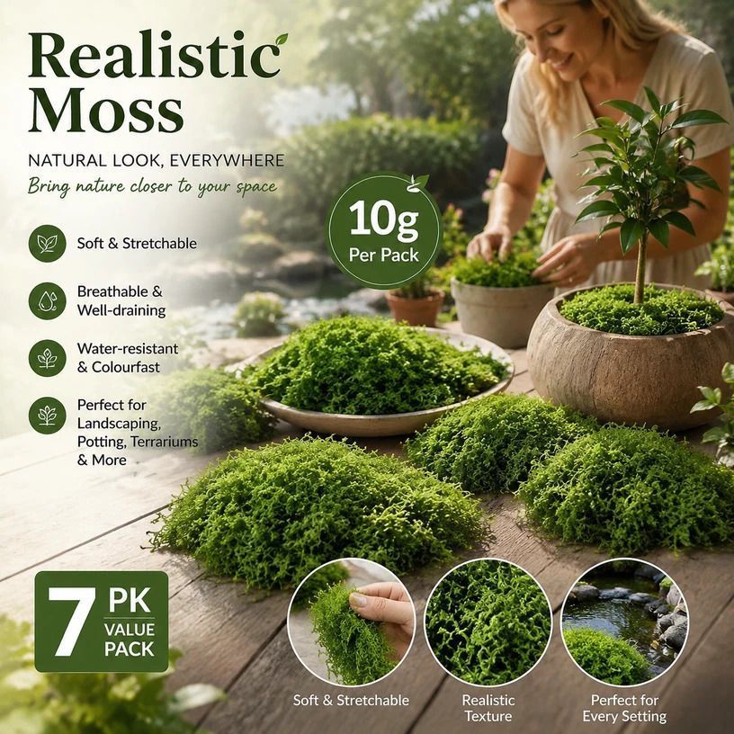 Dark Green Tiny Artificial Thread Moss Terrarium DIY Craft Supply 7 Pack 10g