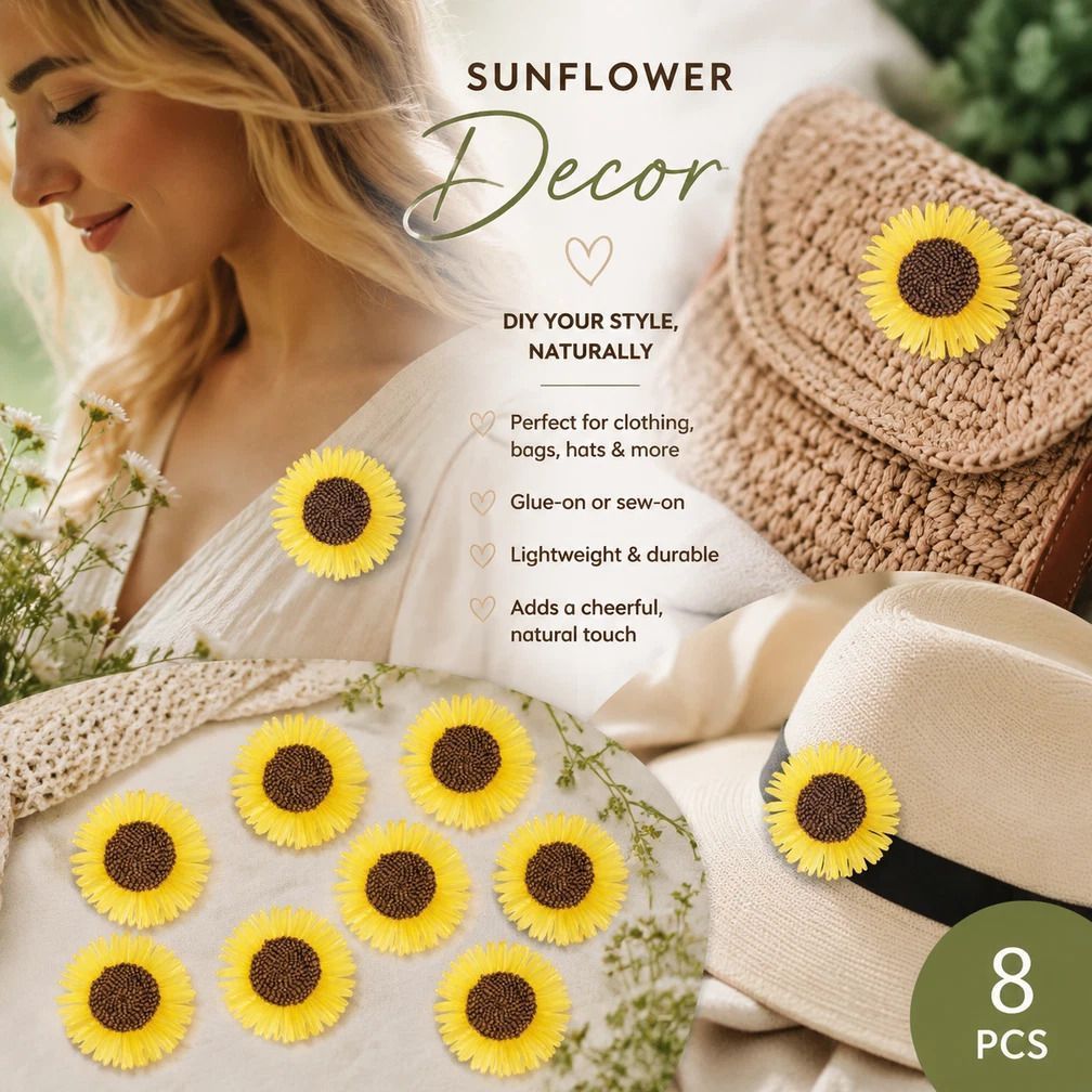 Ginger Yellow Boho Artificial Sunflower Daisy Clothing Ornament Set of 8