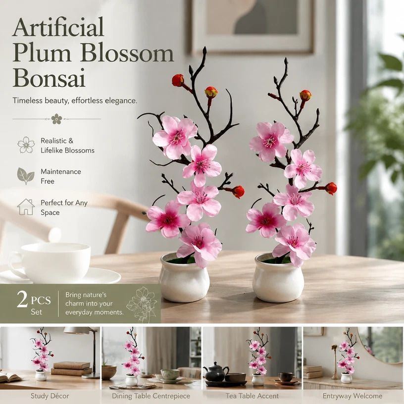 Calming Silk Wintersweet Jar Bonsai Pink 2 Pack