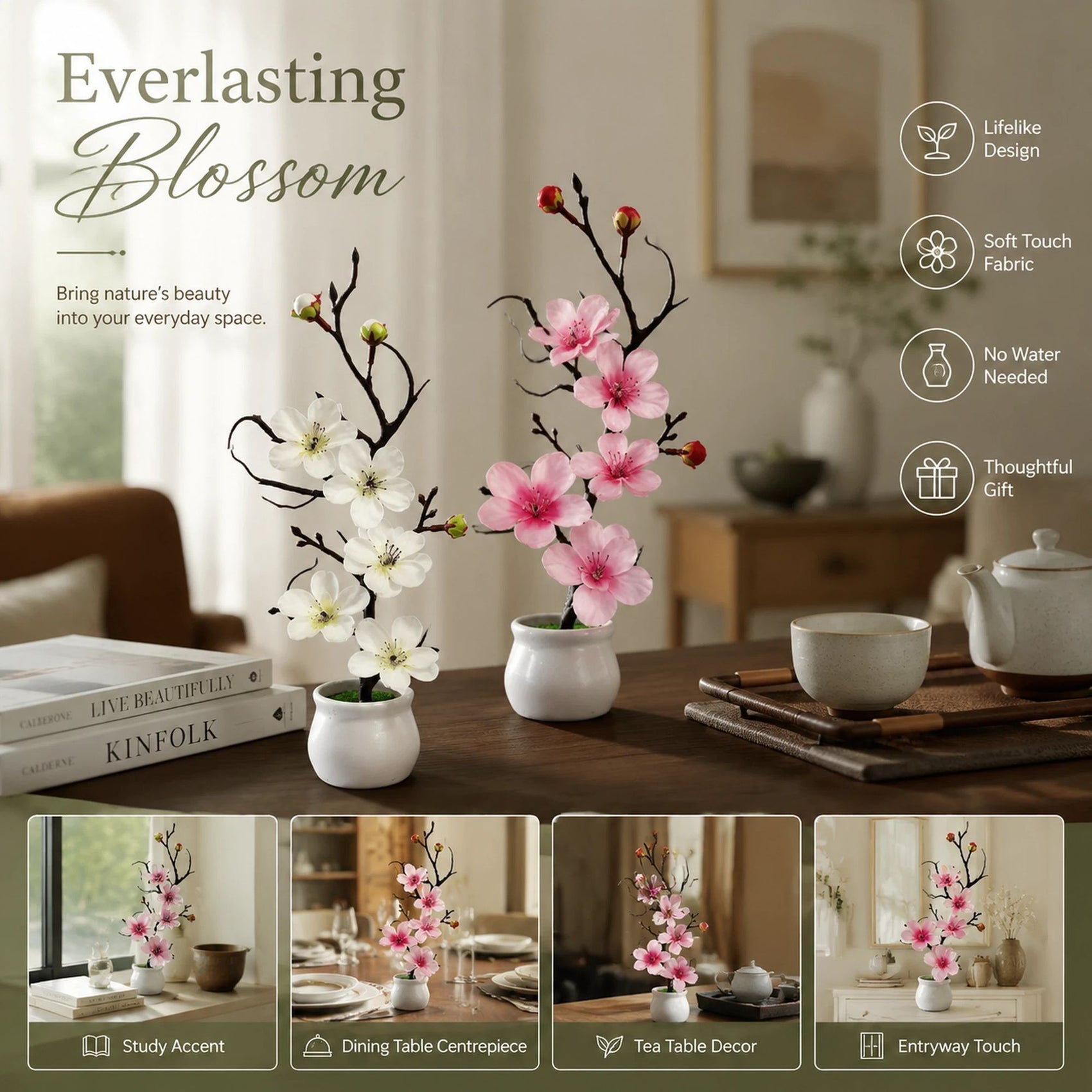 Gentle White Pink Wintersweet Jar Bonsai 2 Pack