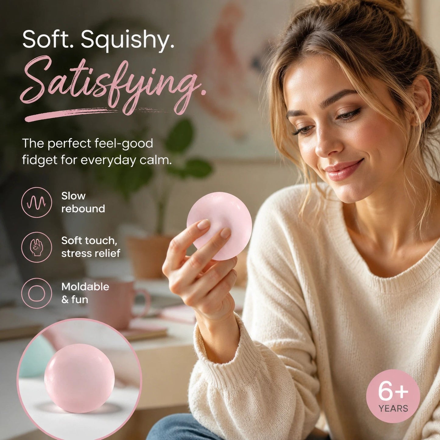 Matte Dreamy Pink Cozy Squishy Toy 6cm
