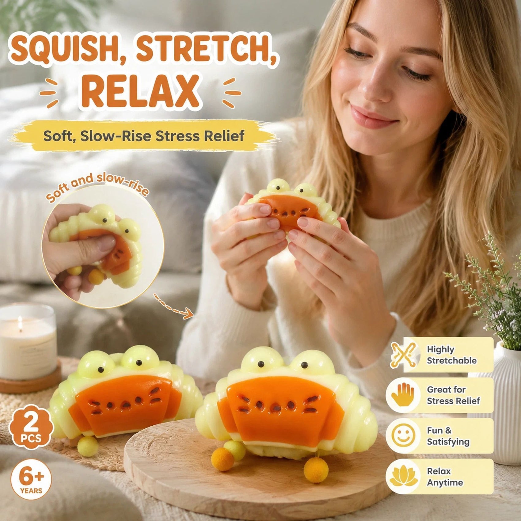 Caramel Croissant Realistic Squishy Twin Pack, Relaxation Toy Pair