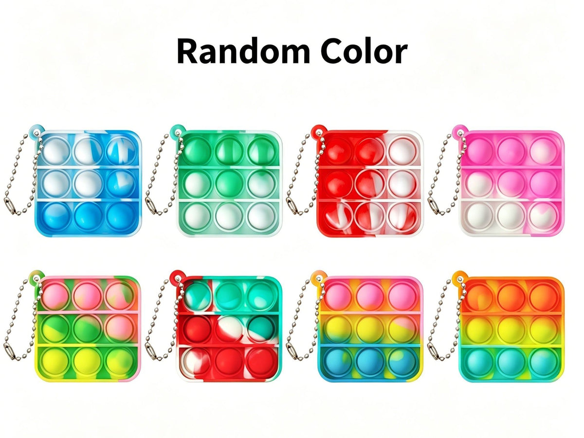 8pk 5cm Square Pop It Fidget Keychain