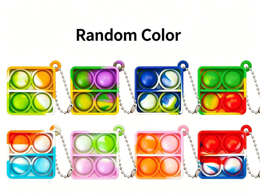 8pk 3cm Square Pop It Fidget Keychain