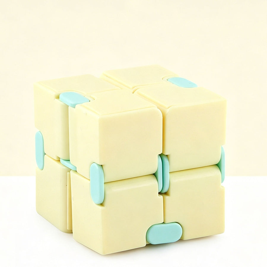 1pk Pastel Yellow Infinity Cube Fidget Toy Gift Box