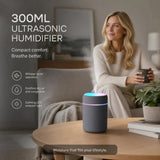 USB Mini Humidifier 300ML Dual Cotton Wicks Grey Boxed, Christmas Gift