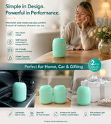 2 Pack Water Drop Humidifier 220ML Green, Office Gift Pair