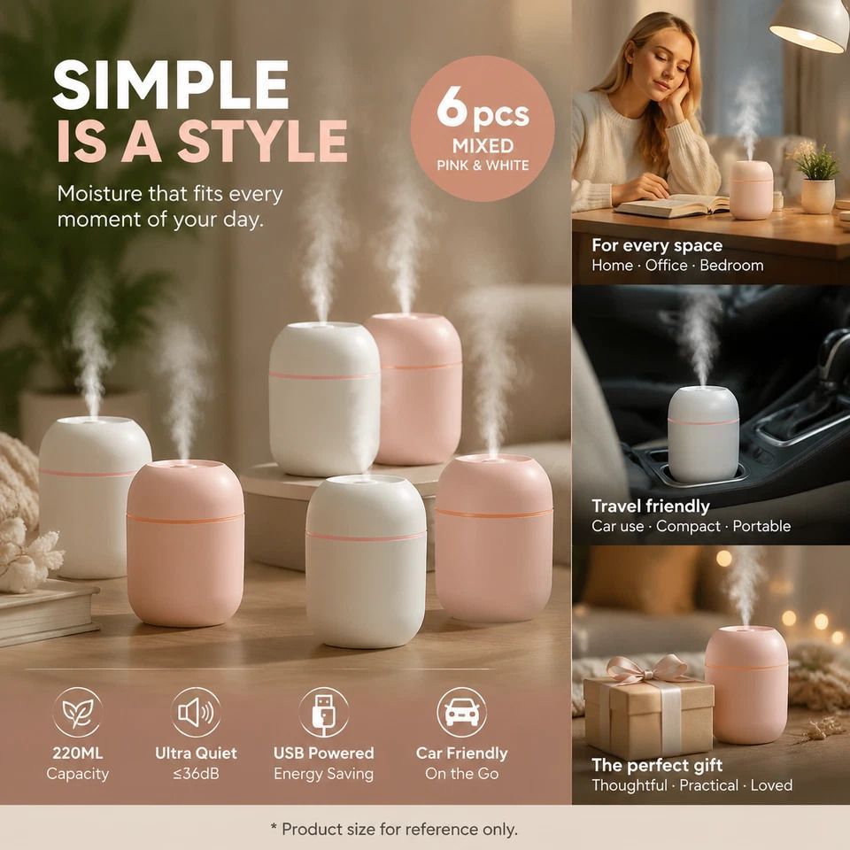 6 Pack Nordic Pink & Glacier White Humidifier Mixed Pack