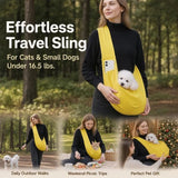 Breathable Cat Carrier Up To 16.5lbs, Yellow With Phone Pocket, Cheerful Short Trip Pet Bag