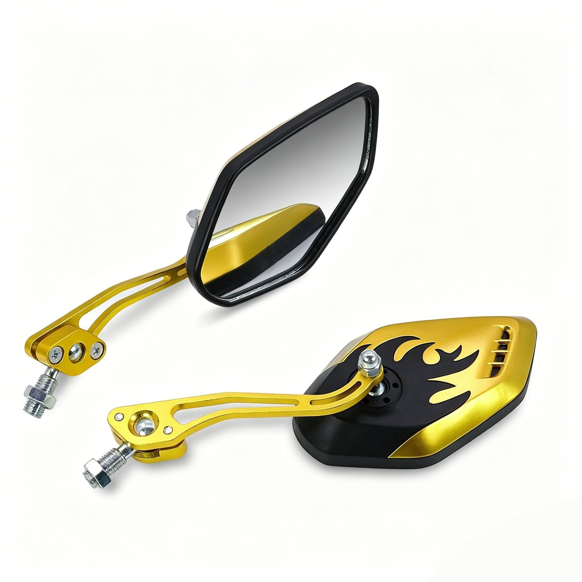 1 Pair Motorcycle Bicycle Rearview Mirror With Mount, Gold