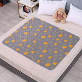 High Capacity Absorbent Mattress Pad 100x150cm, 4-Layer Waterproof Layer, Non-Slip, Pumpkin Print, Warm Country Style