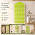 2 Pack 16-Grid Clear Hanging Storage Bags, Visible Socks Underwear Organizer, Green, Family Wardrobe Set