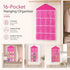 2 Pack Transparent Door Hanging Storage Organizers, 16 Slots For Socks Underwear, Rose Red, Double Pack Storage Set