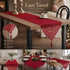 Decorative Lace Table Runner With Tassels 33x137cm, Red, Eye-Catching Table Layout Prop
