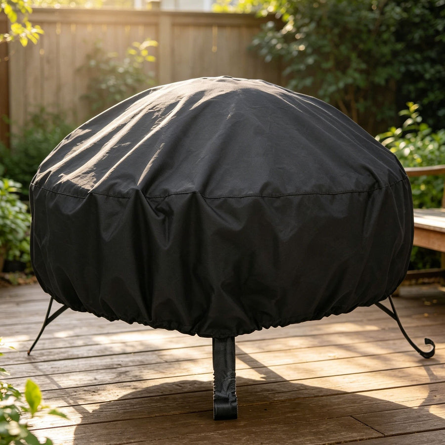 Durable Waterproof Fire Pit Cover Black 77x31cm